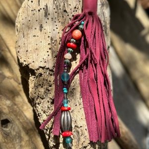 Leather Tassel W Beads - image 1